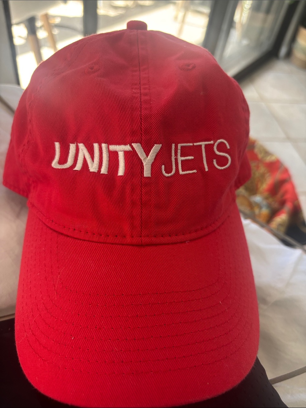 UNITY JETS Red Embroidered Baseball Cap